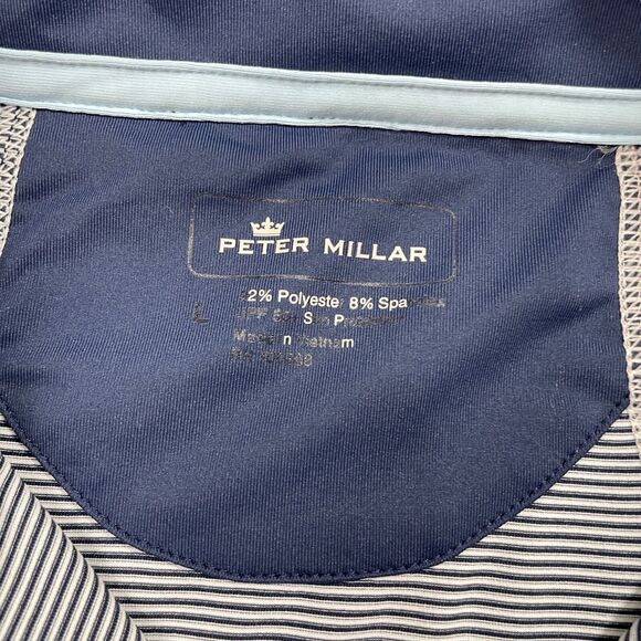 Peter Millar Large Womens Blue Pink Polyester Blend Polo 1/4 Zip Short Sleeve - Picture 3 of 4